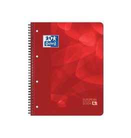 Oxford Oxford School Projectbook spiraalschrift, ft A4+, 4-gaats perforatie, geruit 5 mm, rood