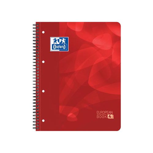Oxford Oxford School Projectbook spiraalschrift, ft A4+, 4-gaats perforatie, geruit 5 mm, rood
