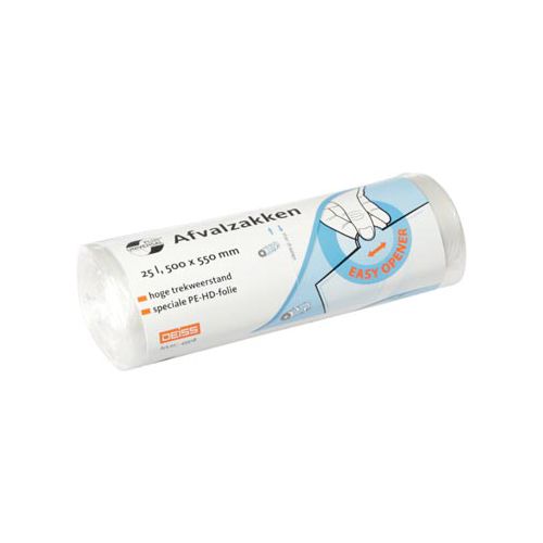 Q-CONNECT Vuilniszak Universal Plus, 7 micron, ft 50 x 55 cm, 25 liter, transparant, rol van 50 stuks