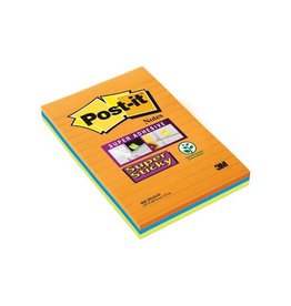 Post-It Super Sticky Post-It Super Sticky Notes, 45 blaadjes, ft 102 x 152 mm, geassorteerde kleuren, pak van 3