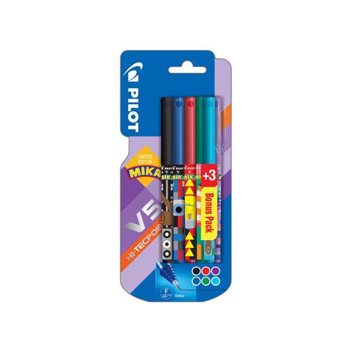 Pilot Pilot roller V-5 Mika, blister van 3+3 stuks gratis in geassorteerde kleuren