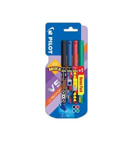 Pilot Pilot roller V-5 Mika, blister van 3+1 stuks gratis in geassorteerde kleuren