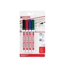 Edding Edding permanent marker 400 blister van 4 stuks in geassorteerde kleuren