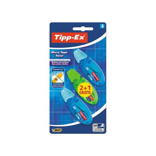 Tipp-ex Tipp-Ex correctieoller Micro Tape Twist blauw en groen, blister 2+1 gratis