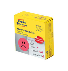 Avery Zweckform Avery rating dots, diameter 19 mm, rol met 250 stuks, smiley, rood