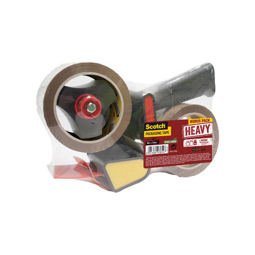 Scotch Scotch verpakkingstape Heavy ft 50 mm x 66 m bruin, 2 rollen met Pistol Grip dispenser