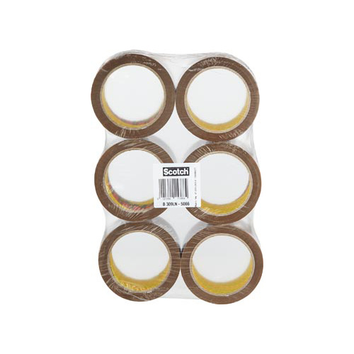 Scotch Scotch geluidsarme verpakkingstape, ft 50 mm x 66 m, bruin, pak van 6 rollen