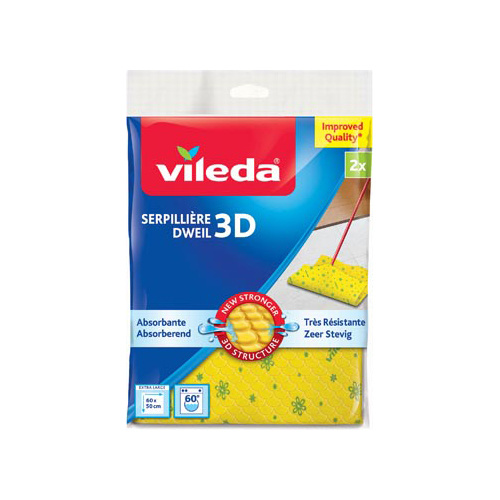 Vileda Vileda dweil 3D structuur, geel, pak met 2 stuks