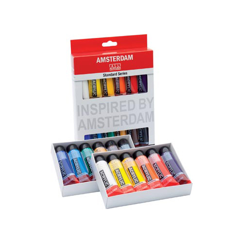 Amsterdam Amsterdam acrylverf tube van 20 ml, etui van 12 stuks in geassorteerde kleuren