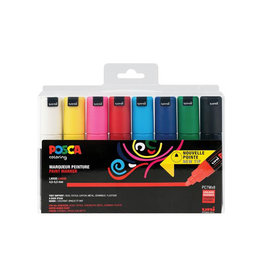 Posca Uni POSCA paintmarker PC-7M, 4,5 - 5,5 mm, etui van 8 markers in geassorteerde basiskleuren