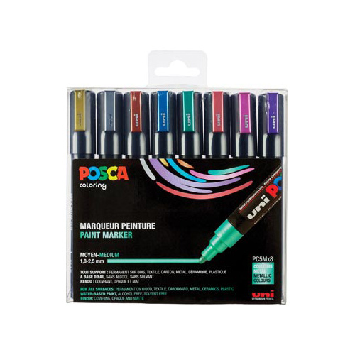 Posca Posca paintmarker PC-5M set 8 markers metallic kleuren