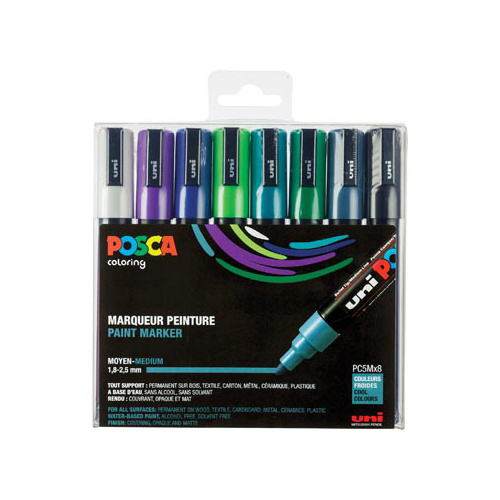 Posca Posca paintmarker PC-5M set 8 markers koude kleuren