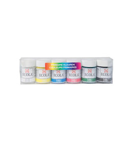 Talens Talens Ecola plakkaatverf potje van 16 ml, etui met 6 potjes in geassorteerde kleuren