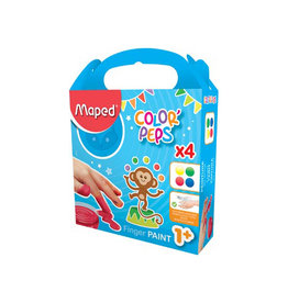 Maped Maped vingerverf Color'Peps Early Age, doos van 4 potjes van 80 ml in geassorteerde kleuren