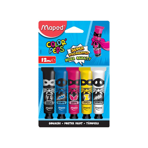 Maped Maped plakkaatverf Color'Peps, 12 ml, 5 tubes op blister