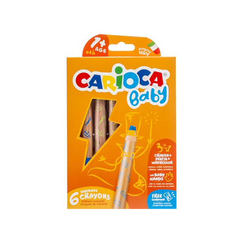Carioca Carioca kleurpotlood Baby 3-in-1, geassorteerde kleuren, 6 stuks in een kartonnen etui