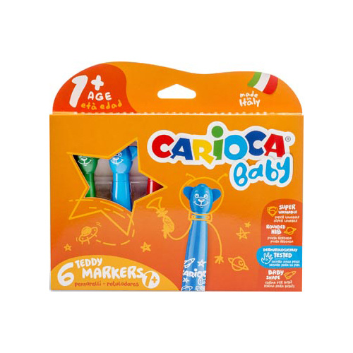 Carioca Carioca viltstift Baby Teddy, doos van 6st in assorti