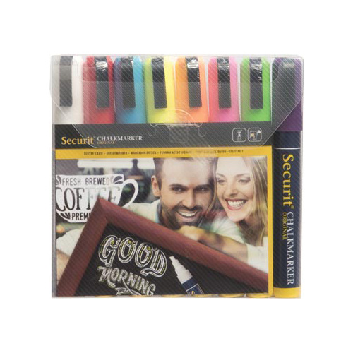 Securit Securit krijtmarker medium, etui van 8 stuks in geassorteerde kleuren