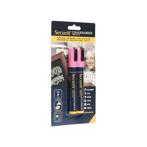 Securit Securit krijtmarker medium, blister van 2 stuks, roze