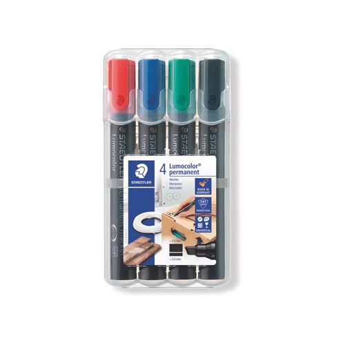 Staedtler Staedtler permanente marker Lumocolor beitelpunt etui 4st