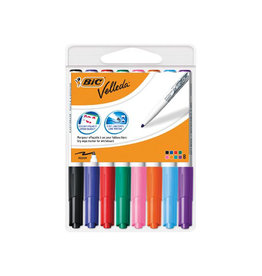 Velleda Bic whiteboardmarker Velleda 1741, in geassorteerde kleuren, etui van 8 stuks