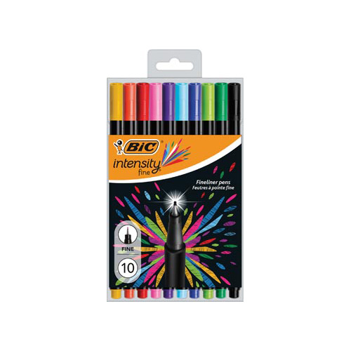 Bic Bic fineliner Intensity, fijn, etui van 10st in assorti