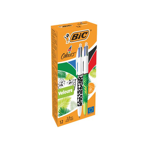 Bic Bic balpen 4 Colours Velours, doos van 12st in assorti