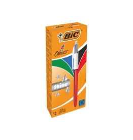 Bic Bic Colours Shine 4-kleurenbalpen, medium, klassieke inktkleuren, lichaam metallic rood