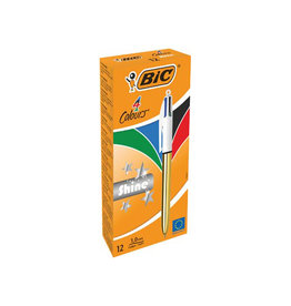 Bic Bic Colours Shine 4-kleurenbalpen, medium, klassieke inktkleuren, lichaam goud