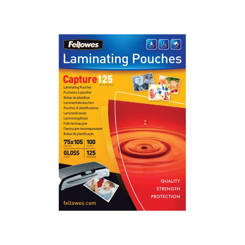 Fellowes Fellowes lamineerhoes Capture125 ft 75 x 105 mm, 250 micron (2 x 125 micron), pak van 100 stuks