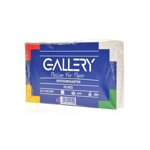 Gallery Gallery witte systeemkaarten, 7,5x12,5cm, geruit 5mm, 100st