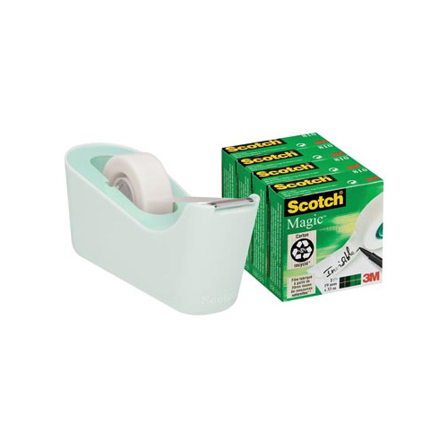 Scotch Scotch verzwaarde plakbandafroller inclusief 4 rollen Scotch magic tape, muntgroen