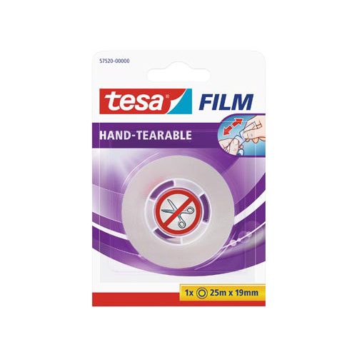 Tesa Tesafilm Hand-tearable, ft 25 m x 19 mm — levering per 6