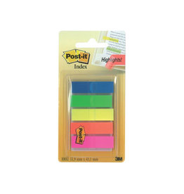Post-It Index Post-it index translucent, ft 11,9 x 43,2 mm, houder met 20 tabs in 5 verschillende kleuren