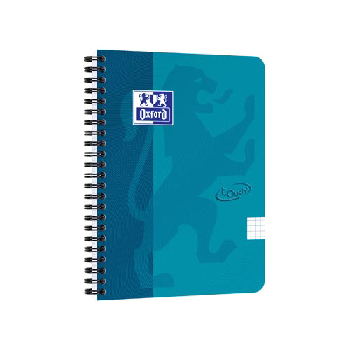 Oxford Oxford School Touch spiraalblok, ft A5, 140 bladzijden, geruit 5 mm, blauw (aqua)