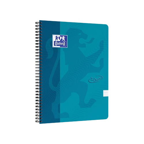 Oxford Oxford School Touch spiraalblok, ft A4, 140 bladzijden, geruit 5 mm, blauw (aqua)