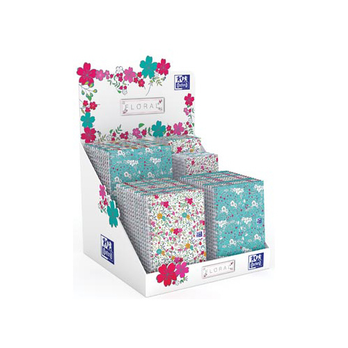 Oxford Oxford Floral notitieblok en spiraalschrift, ft A5/A6/B5, geruit 5 mm, display met 60 stuks