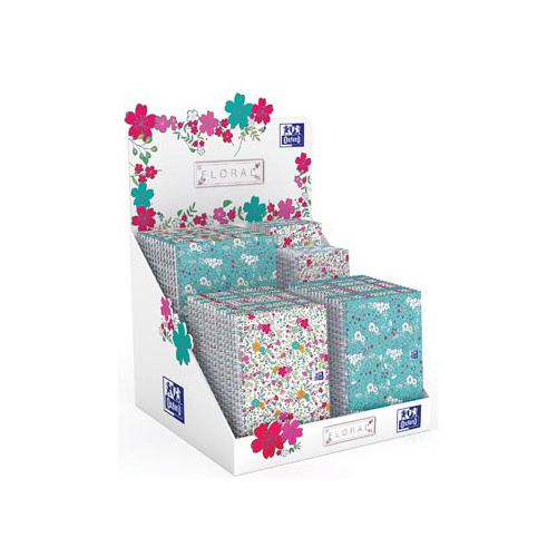 Oxford Oxford Floral notitieblok en spiraalschrift, ft A5/A6/B5, gelijnd en geruit 5 mm, display met 60 stuks