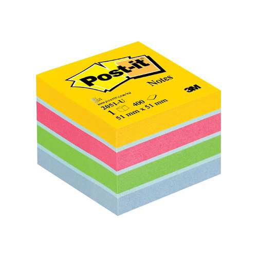 Post-it Post-it Notes mini kubus, 400 vel, ft 51 x 51 mm, geassorteerde kleuren