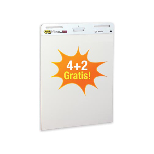Post-it Post-it meeting chart, ft 63,5 x 77,5 cm, blanco, 30 vel, pak van 4 + 2 gratis