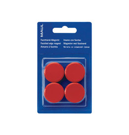 Maul MAUL magneet Solid, 32 mm, trekkracht 800 gr, blister van 4 stuks, rood
