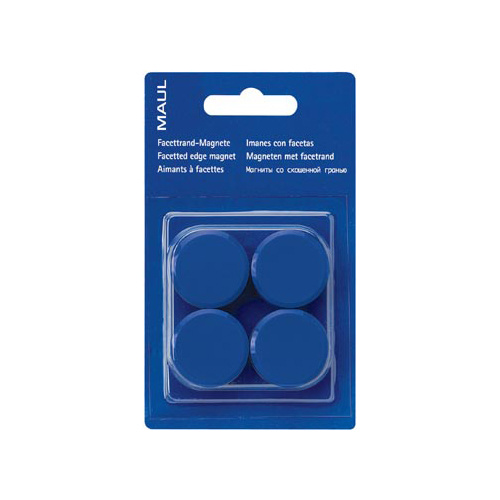 Maul MAUL magneet Solid, 32 mm, trekkracht 800 gr, blister van 4 stuks, blauw