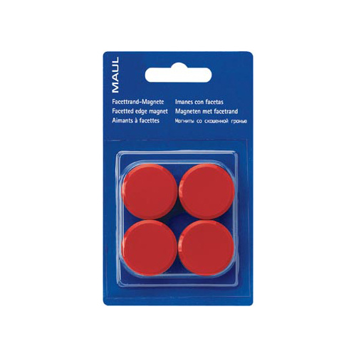 Maul MAUL magneet Solid, 20 mm, trekkracht 300 gr, blister van 8 stuks, rood
