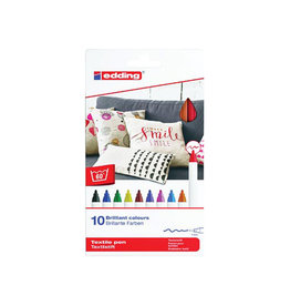 Edding Edding textielpen 4600, set van 10 stuks in geassorteerde kleuren