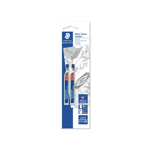 Staedtler Staedtler Mars micro potloodstiften, 0,5 mm, HB, blister van 2 etuis van 12 stuks