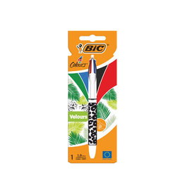 Bic Bic Colours Velours 4-kleurenbalpen, medium, klassieke inktkleuren, verschillende motieven, op blister