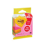 Post-It Notes Post-it Notes kubus ft 76 mm x 76 mm, Neon, blok van 325 + 65 vel gratis, op blister