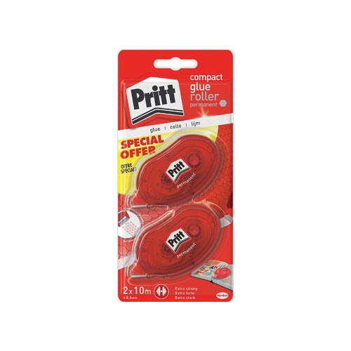 Pritt Pritt Compact lijmroller, permanent, blister met 2 stuks, 2de aan halve prijs