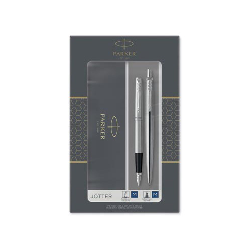 Parker Parker Jotter giftbox duoset, vulpen en balpen, zilver