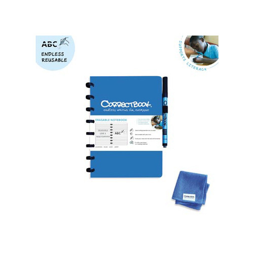 Correctbook Correctbook A5 gelijnd uitwisbaar schrift, blauw